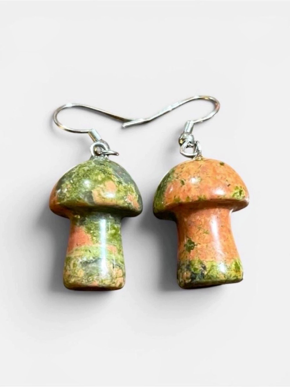 🍄 Handmade Unakite Mushroom Earrings ✨